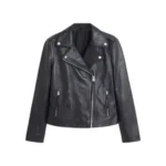 Women's Custom Logo Cropped Leather Jacket - Image 2