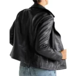Women's Custom Logo Cropped Leather Jacket - Image 3