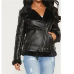 Women's Leather Winter Jacket with Fur Collar & Custom Logo