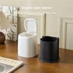 Mini Plastic Trash Can with Lid for Office and Bedroom - Image 3