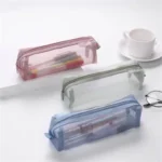 Clear Mesh Zipper Pencil Pouch for Students & Office Use - Image 3