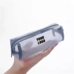 Clear Mesh Zipper Pencil Pouch for Students & Office Use - Image 5