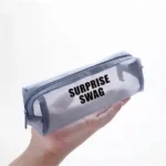 Clear Mesh Zipper Pencil Pouch for Students & Office Use