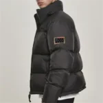 Men's Custom Logo Black Winter Down Puffer Jacket - Image 5