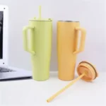 40oz Double-Wall Stainless Steel Tumbler with Handle & Lid - Image 5