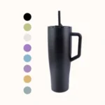 40oz Double-Wall Stainless Steel Tumbler with Handle & Lid - Image 4