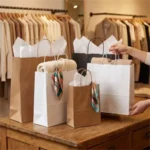 Recycled Custom Logo Kraft Paper Grocery Bag with Handles - Image 4