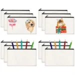 Custom Logo Canvas Pencil & Makeup Pouch with Zipper - Image 2