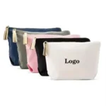 Custom Logo Cotton Canvas Toiletry Bag with Zipper - Image 3