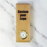 Wooden Desk Pen Gift Set with Built-In Clock - Image 2