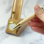 Wooden Desk Pen Gift Set with Built-In Clock - Image 3