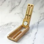 Wooden Desk Pen Gift Set with Built-In Clock - Image 5