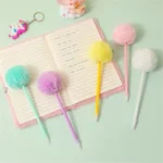 Fluffy Pom-Pom Plush Ballpoint Pen - Image 6