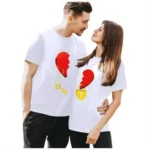 Valentine's Day Couples Heart Print T-Shirt