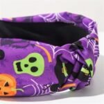 Halloween Skull, Pumpkin & Bat Printed Fabric Headband - Image 2