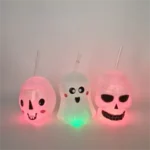 Halloween LED Flashing Ghost Plastic Cup with Straw - Image 2