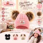Women's Warm Double Pom Knit Beanie - Image 4