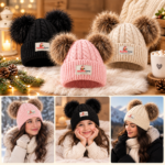 Women's Warm Double Pom Knit Beanie - Image 5