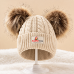 Women's Warm Double Pom Knit Beanie - Image 2