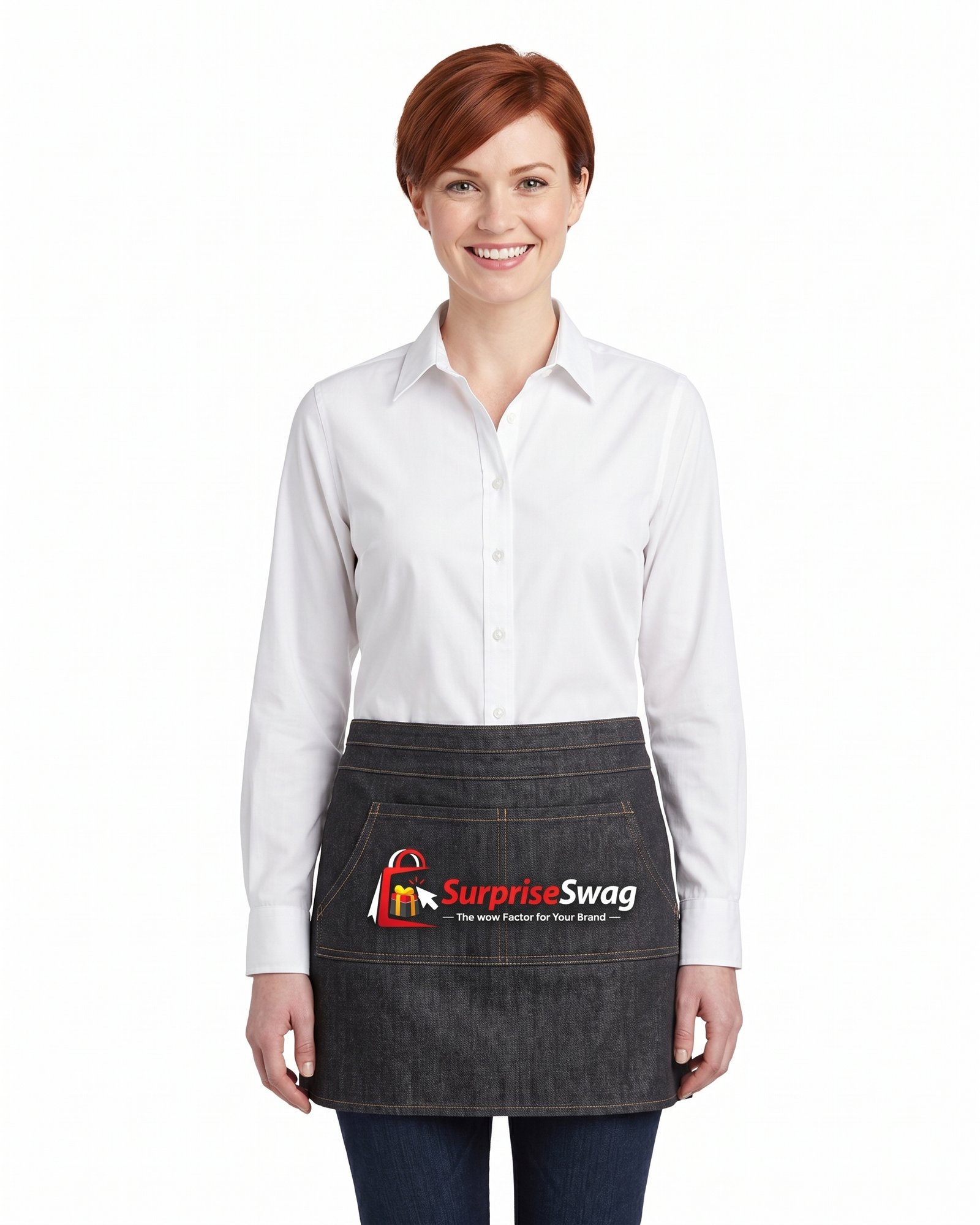 Black Denim Mini Denim Utility Waist Apron With Custom Logo - Image 1