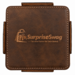 Custom Logo 4-Piece Stitched Leatherette Coaster Set Promo