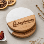 Custom Logo Marble Wood Coaster Round Square Promo Gift