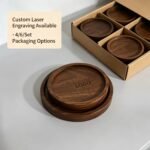 Custom Logo Acacia Wood Coaster Round Square Promo Gift - Image 2