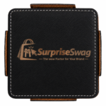Custom Logo 4-Piece Stitched Leatherette Coaster Set Promo - Image 2