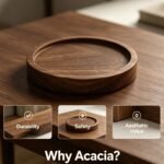 Custom Logo Acacia Wood Coaster Round Square Promo Gift - Image 6