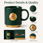 Custom Logo Ribbed Ceramic Mug Set with Luxury Gift Box - Image 3