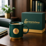 Custom Logo Ribbed Ceramic Mug Set with Luxury Gift Box