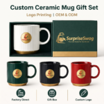 Custom Logo Ribbed Ceramic Mug Set with Luxury Gift Box - Image 2
