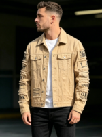 Custom Logo Men's Streetwear Denim Trucker Jacket Promo - Image 3