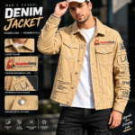 Custom Logo Men's Streetwear Denim Trucker Jacket Promo - Image 4