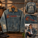 OEM Custom Vintage Distressed Denim Zipper Jacket for Men - Image 5
