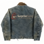 OEM Custom Vintage Distressed Denim Zipper Jacket for Men - Image 3