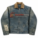 OEM Custom Vintage Distressed Denim Zipper Jacket for Men