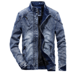 Men's Vintage Slim Denim Jacket Winter Velvet Warm - Image 6