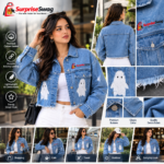 Women’s Applique Embroidered Short Denim Jacket - Image 4