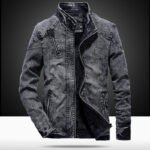 Men's Vintage Slim Denim Jacket Winter Velvet Warm - Image 4
