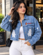 Women’s Applique Embroidered Short Denim Jacket