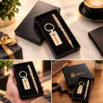Runwood Luxury Custom Wood Corporate Gift Set Keychain Pen - Image 2