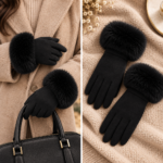 Women's Touchscreen Gloves Beige Waterproof & Thermal Lined - Image 4