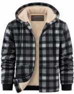 Custom Logo Men's Plaid Fleece Hooded Jacket Promo Wear - Image 7