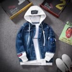 OEM/ODM Men’s Hooded Denim Jacket Hip Hop Streetwear - Image 2