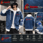 OEM/ODM Men’s Hooded Denim Jacket Hip Hop Streetwear - Image 9