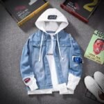 OEM/ODM Men’s Hooded Denim Jacket Hip Hop Streetwear - Image 4