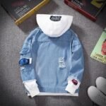 OEM/ODM Men’s Hooded Denim Jacket Hip Hop Streetwear - Image 7