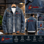 Men's Denim Letter Graphic Button-Down Streetwear Jacket - Image 6