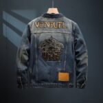 Men's Denim Letter Graphic Button-Down Streetwear Jacket - Image 2